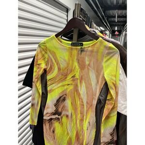 SABORA Multi Abstract Print Mesh Beach Dress Cover Up Cyber JPG Style Size Small